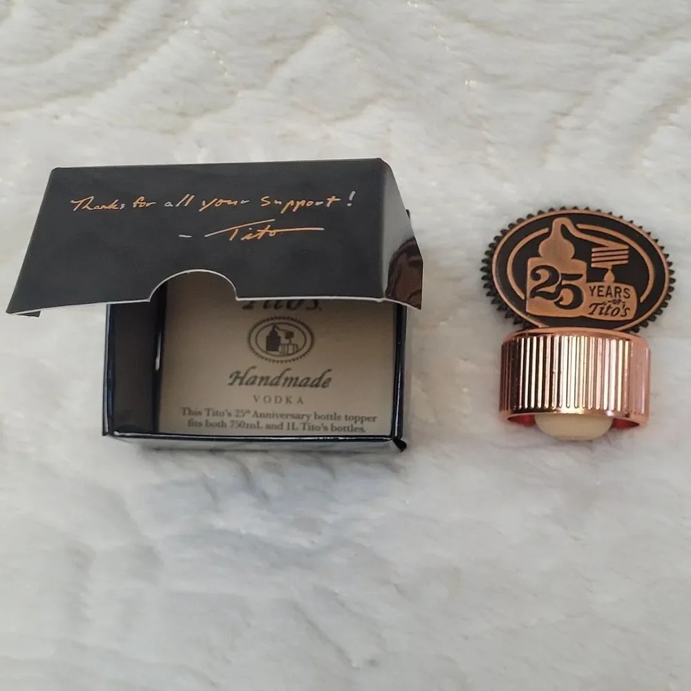Titos Vodka 25th Anniversary Bottle Topper Stopper Collectible New in Box